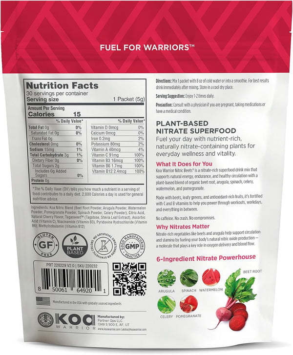 Beet Root Powder Drink Mix Packets, Nitric Oxide Support, 30 Packets